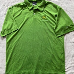 Nike Golf John Deere Men's Green Polo Shirt Large Business Casual Short Sleeve